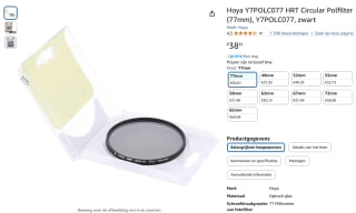 Hoya Circulair Polarising 77mm HRT voor €38,81 bij Amazon