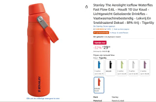 Thermosbeker Stanley The Aerolight IceFlow Fast Flow Tigerlily 0,6L voor €29 bij Amazon