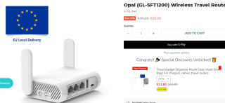 GL.iNet GL-SFT1200 (Opal) Secure Travel WiFi-router voor €35,99 bij Gl-inet