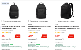 Tot 65% korting op rugzakken en reisbagage bij Bol