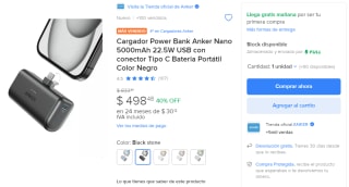 Cargador Power Bank Anker Nano 5000mAh 22.5W USB-C por $499 | Mercado Libre