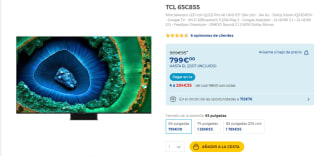 TV MiniLED 65" TCL 65C855, 4K UHD, Dolby Vision IQ, Smart TV, HDR10+ por 799€
