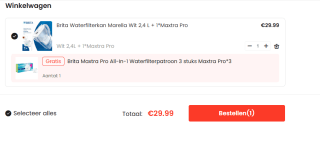 BRITA Marella Waterfilterkan + Maxtra Pro Waterfilter + Gratis 3 Maxtra reservefilters voor €29,99 bij Ochama