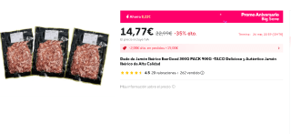 Dado de Jamón Ibérico IberGood 300G PACK 900G por 14,77€