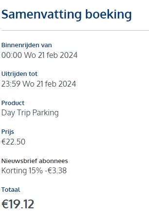 15% korting op parkeren bij Interparking