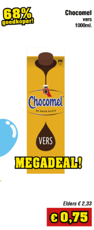 Chocomel Vol 1L voor €0,75 bij Budgetfood