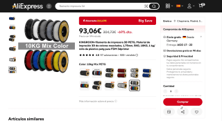 KINGROON Filamento de impresora 3D por 49,21€