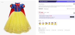 Vestido de Blancanieves disfraz princesa por 7,18€