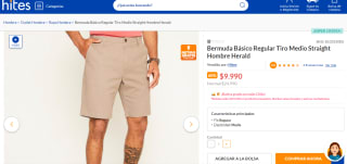 Bermuda Básico Regular Tiro Medio Straight Hombre Herald por $9.990