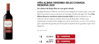 6 Botellas de Viña Albina Vendimia Seleccionada Reserva 2020 por 38€