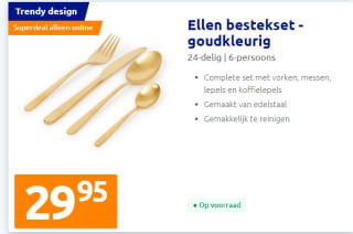 Goudkleurige bestekset voor 29,95 bij Action Webshop België