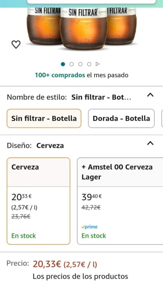 Pack de 24 × 33cl El Aguila Sin Filtrar Cerveza Lager Especial por 20,33€.