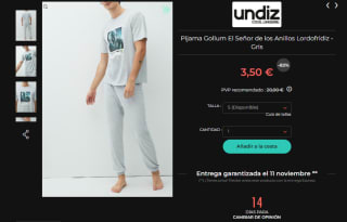 Pijama Gollum El Señor de los Anillos Lordofridiz por 3,50€