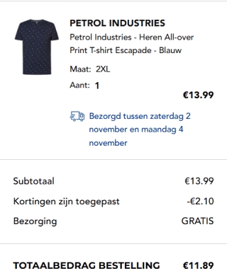 Petrol Industries T-shirt print - navy blue voor €11,89 dmv code bij Secret Sales