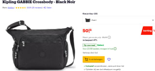 Kipling Gabbie Black Noir voor €50,51 bij bol