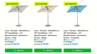 50% korting op Leco parasols bij Timco Voordeelmarkt