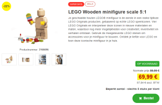 LEGO Wooden minifigure scale 5:1 voor €69,99 bij Proshop