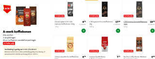 Alle A-merk koffiebonen 2e voor de halve prijs bij de Jumbo