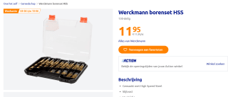 130-delige Werckman HSS borenset voor €11 bij de Action