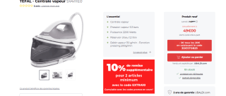 TEFAL - Centrale vapeur SV4111E0 à 49€