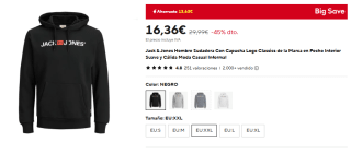 Jack & Jones Sudadera Con Capucha Logo Classics por 16,36€