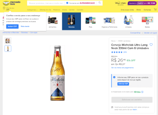 Cerveja Michelob Ultra em Long Neck de 330ml , pack com 6 uni - R$ 26,46