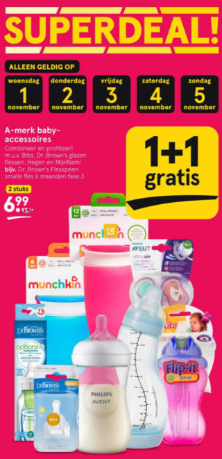 1+1 gratis op A-merk Baby accessoires