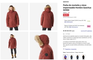 Parka de montaña y nieve impermeable Hombre Quechua SH900 por 98,99€