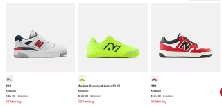 25% extra korting op de sale tot 50% korting bij New Balance