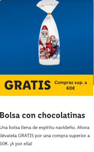 Bolsa con chocolates Gratis con LIDL PLUS