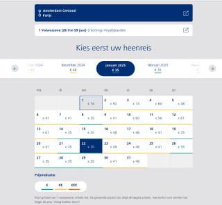 Enkeltje Amsterdam Parijs €35 of €70 retour