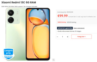 Xiaomi Redmi 13C voor €99,99 bij Ochama