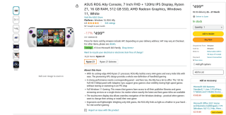 Asus ROG Ally versión consola Z1 16GB 12GB por 399€