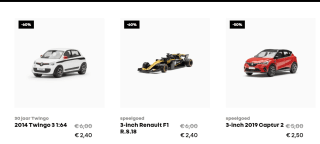 Diverse Renault schaalmodellen vanaf €2,40 in de sale bij Renault