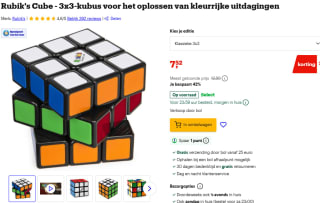 Rubik's Cube 3x3 voor €7,52 bij Bol.