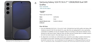 Samsung Galaxy S24 FE, 128GB opslag, Grafiet voor €569,80 bij Amazon