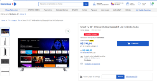 Smart TV da Britânia de 32 polegadas - R$ 799,90