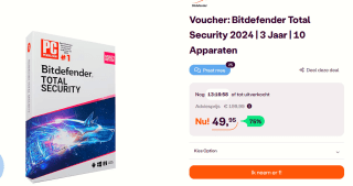 Bitdefender Total Security 2024 10-apparaten 3-jaar voor €49,95 bij Ibood