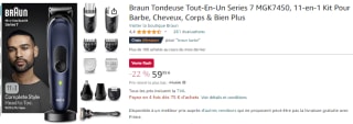 Tondeuse Tout-En-Un Braun Series 7 MGK7450 à 77,33€