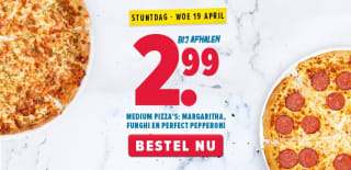 €2,99 per stuk voor een drietal Domino's Pizza's