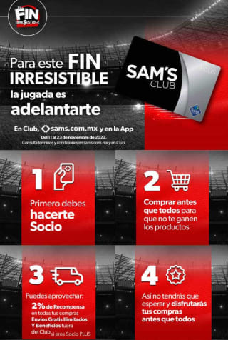 Envío gratis sin mínimo en Sam's Club para Socios
