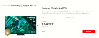 Samsung QE65S95C - 65 inch - 4K QD-OLED - 2023 voor €1.749 na cashback bij Hofma