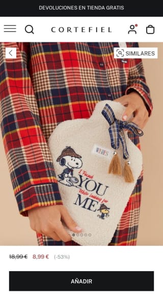 Bolsa agua borreguito Snoopy por 8,99€.