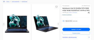 Laptop Notebook Intel i5-12450H por $849.990