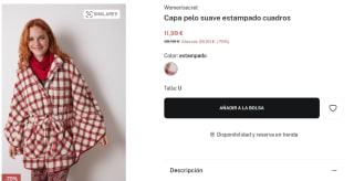 Capa de pelo suave con estampado cuadros para Mujer por 11.99€