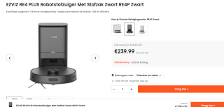 EZVIZ RE4 Plus - Robotstofzuiger met Dweilfunctie voor €239,99 bij Ochama