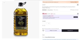 Aceite Oliva Virgen Extra La Flor de Málaga 5 litros por 48,44€ (Cuenta Nueva por 36,44€)