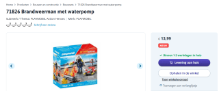 Playmobil Brandweerman met waterpomp voor €13,99 bij Toychamp