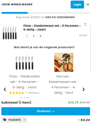 15% korting op je bestelling bij Amefa