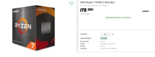 Procesador AMD Ryzen 7 5700X 3.4GHz Box por 175.99€